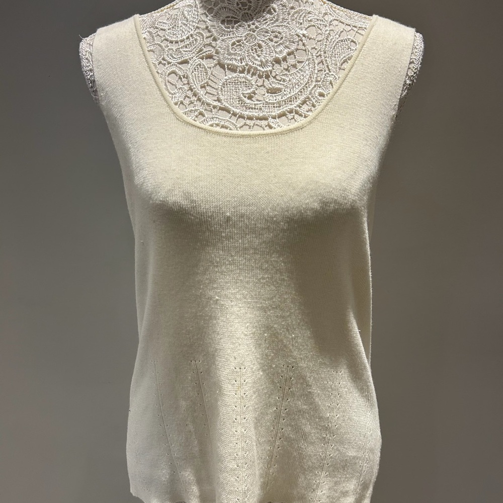 Elegant Cream Lace Tank Top